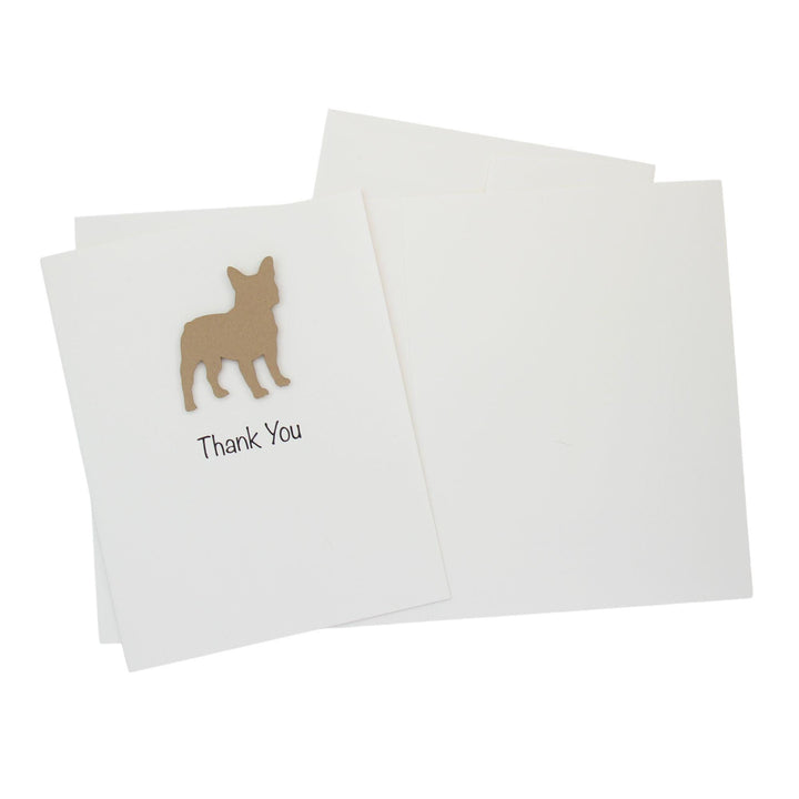 French Bulldog Thank You Greeting Card Single | Handmade Dog Blank Notecard | Fawn Frenchie on white background with envelope Pet Lover