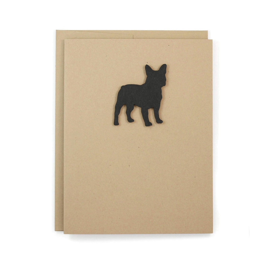 French Bulldog Blank Greeting Card Pack of 10 | Handmade Black Dog Blank Notecards | Kraft Brown with Envelope | Frenchie Lover