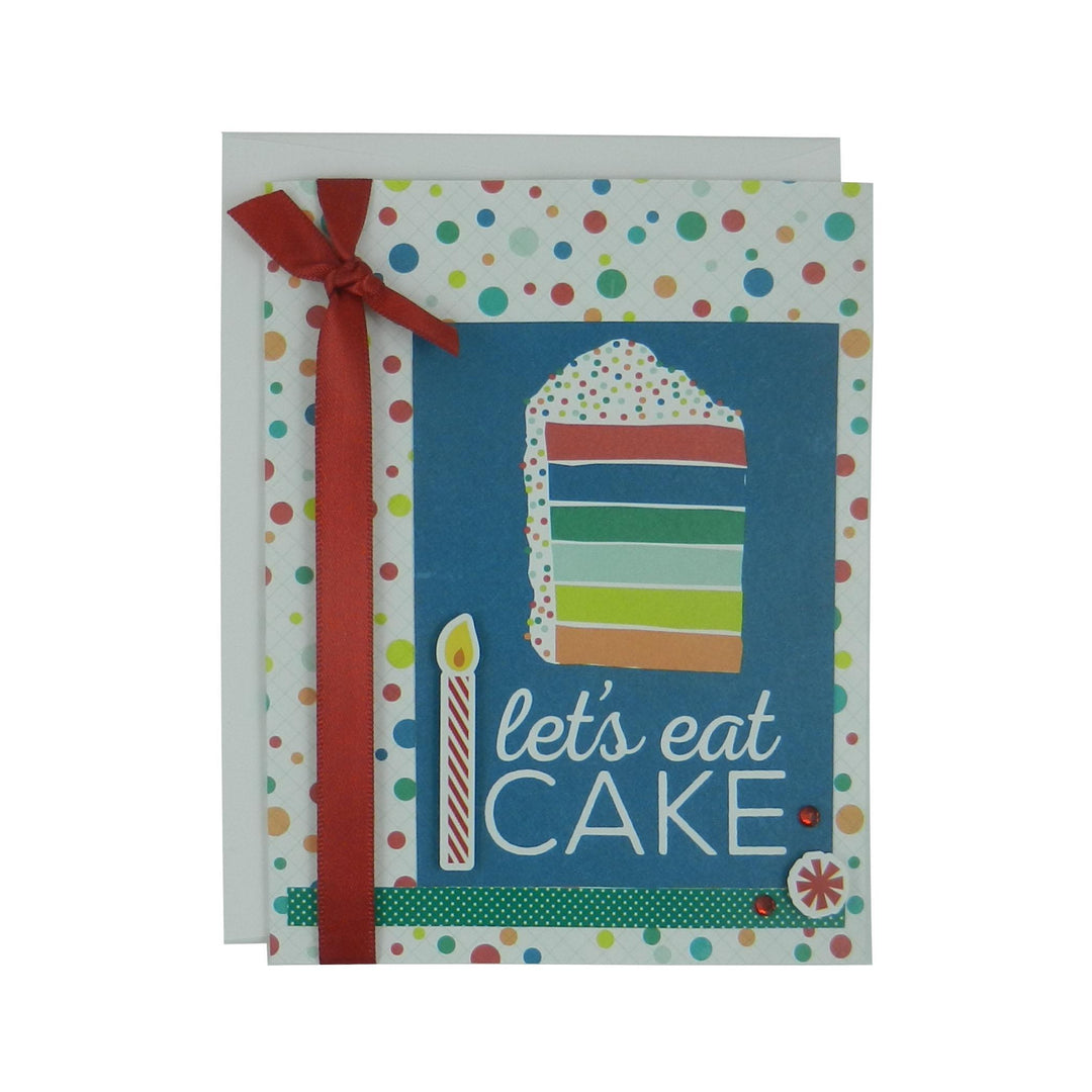 Let's Eat Cake Happy Birthday Handmade Greeting Card Generic Birthday Card birthday card for kids Colorful happy birthday greetings