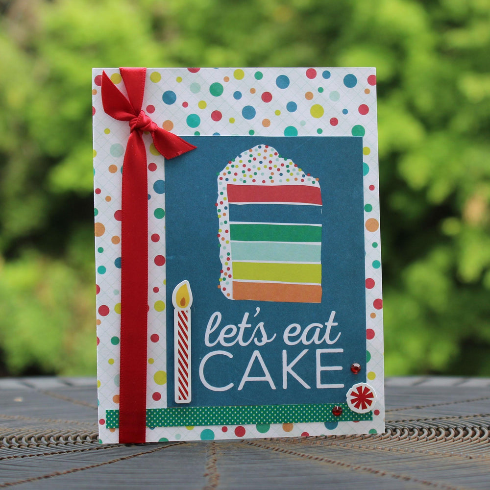Let's Eat Cake Happy Birthday Handmade Greeting Card Generic Birthday Card birthday card for kids Colorful happy birthday greetings