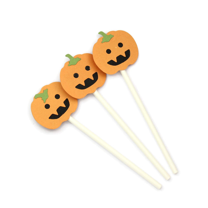Pumpkin Cupcake Toppers - 12 Pack on Lollipop Sticks - Sample Sale Discount