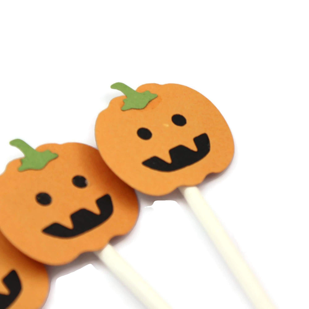 Pumpkin Cupcake Toppers - 12 Pack on Lollipop Sticks - Sample Sale Discount