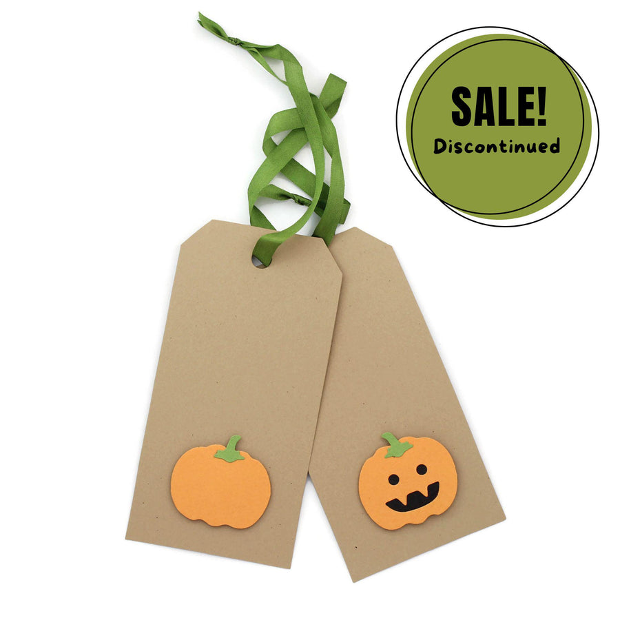 Pumpkin Halloween Gift Tags Pack of 6 | Handmade Halloween Decor | Choose from 2 styles | Kraft Brown with Green ribbon