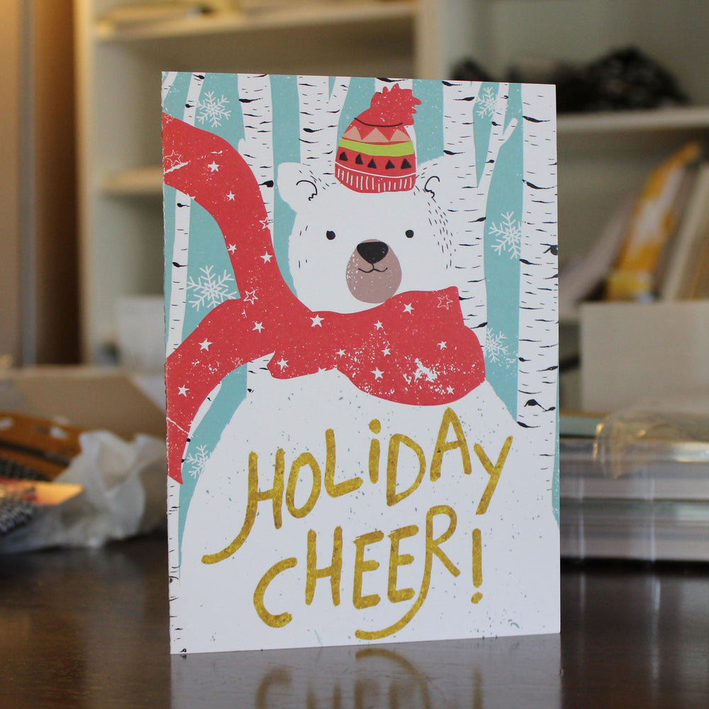 Cute Polar Bear Holiday Cheer Christmas Greeting Cards Pack of 10 with Envelopes