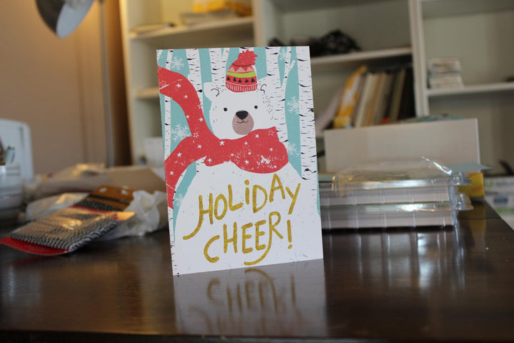 Cute Polar Bear Holiday Cheer Christmas Greeting Cards Pack of 10 with Envelopes