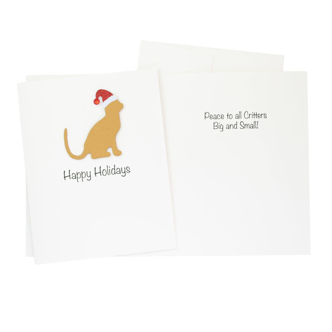Handmade Orange Cat Christmas Cards: Sparkly Santa Hat Holiday Notecard Set