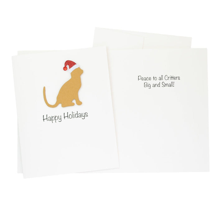 Handmade Orange Cat Christmas Cards: Sparkly Santa Hat Holiday Notecard Set