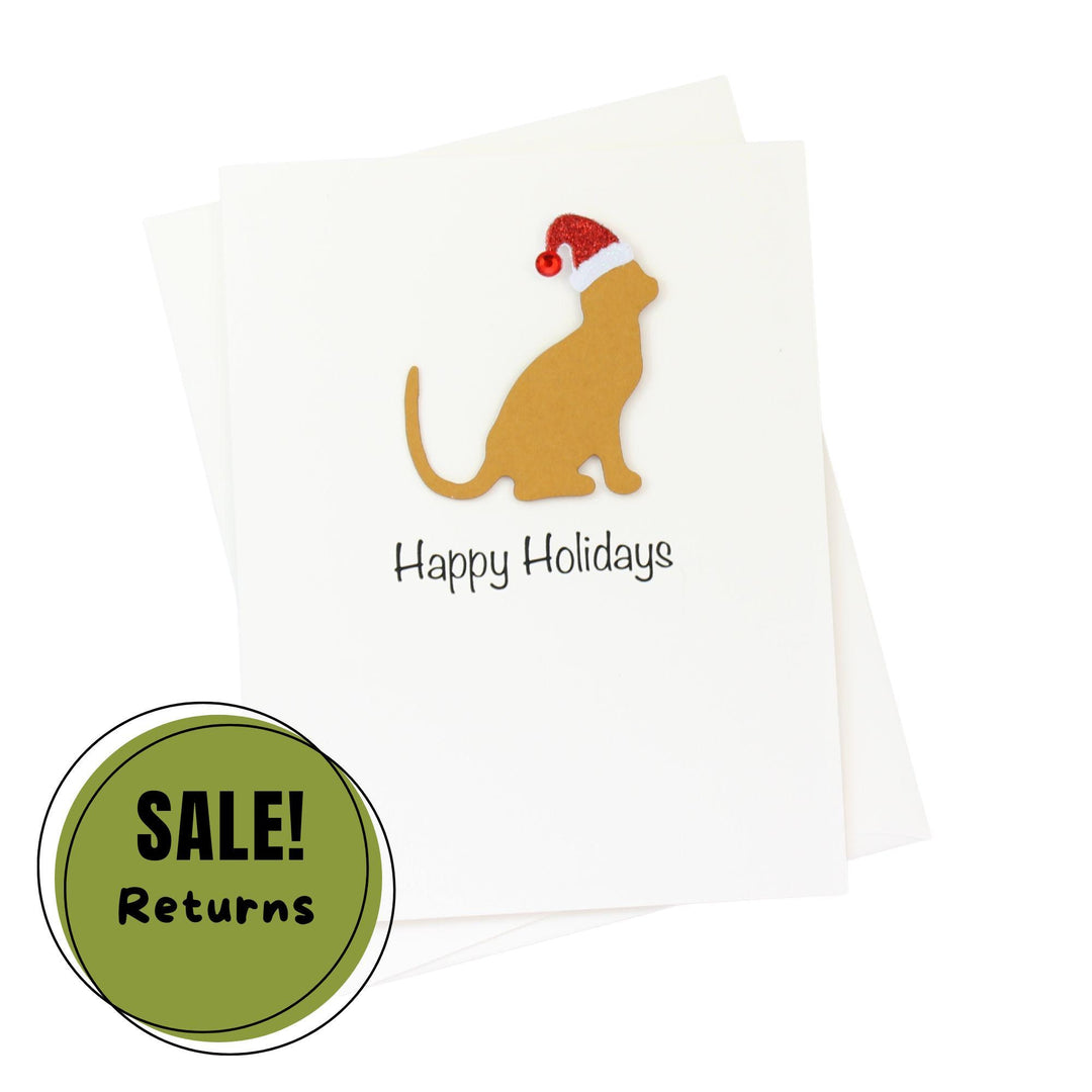 Handmade Orange Cat Christmas Cards: Sparkly Santa Hat Holiday Notecard Set