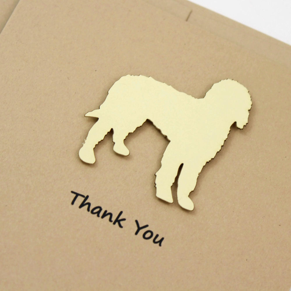 Doodle Thank You Greeting Cards: Kraft Notecards, Golden Dog Silhouette