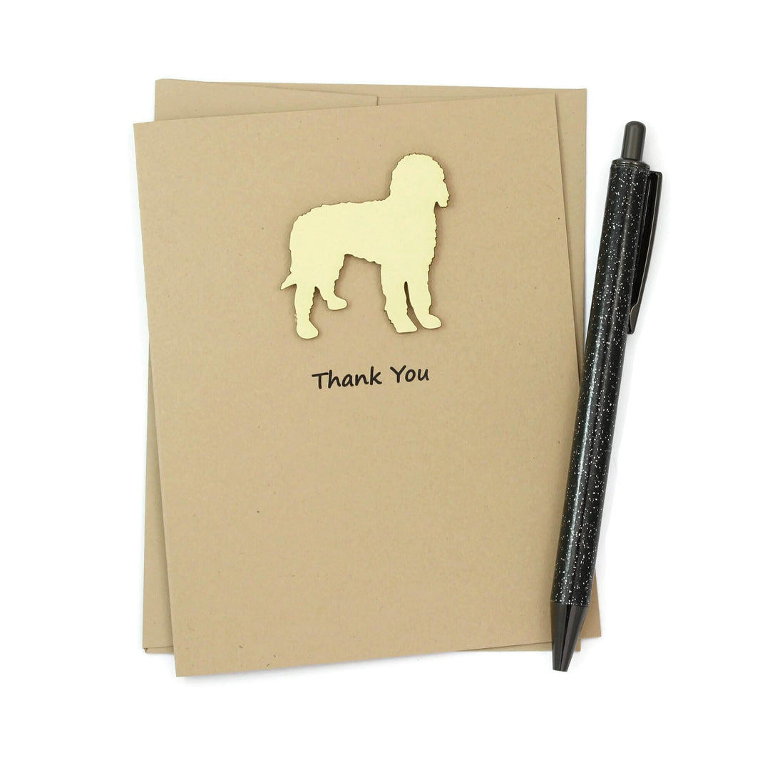 Doodle Thank You Greeting Cards: Kraft Notecards, Golden Dog Silhouette
