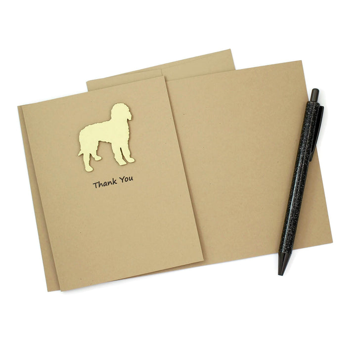 Doodle Thank You Greeting Cards: Kraft Notecards, Golden Dog Silhouette