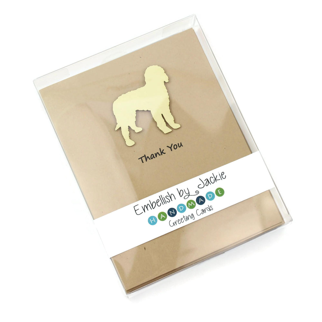 Doodle Thank You Greeting Cards: Kraft Notecards, Golden Dog Silhouette