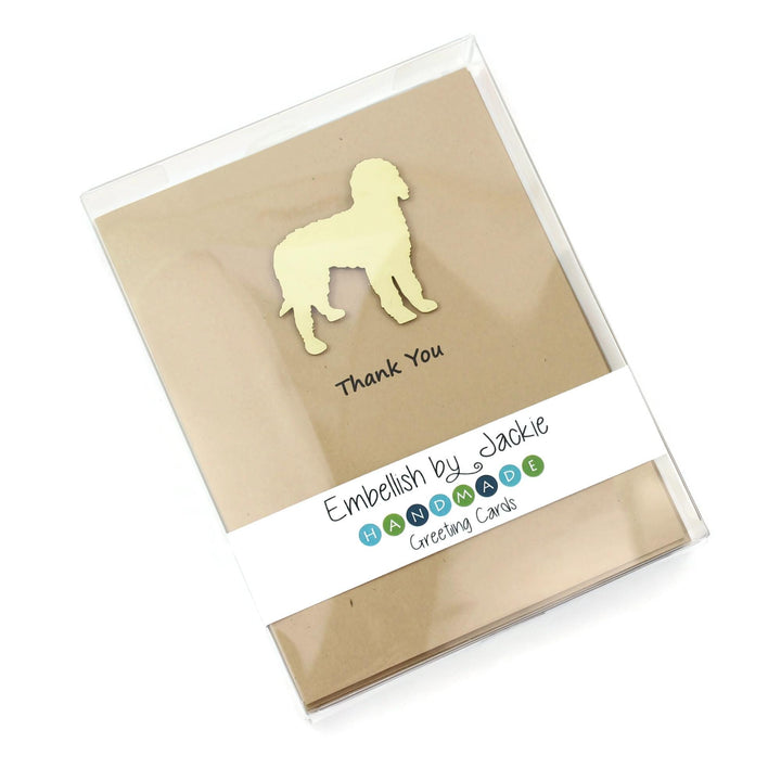 Doodle Thank You Greeting Cards: Kraft Notecards, Golden Dog Silhouette