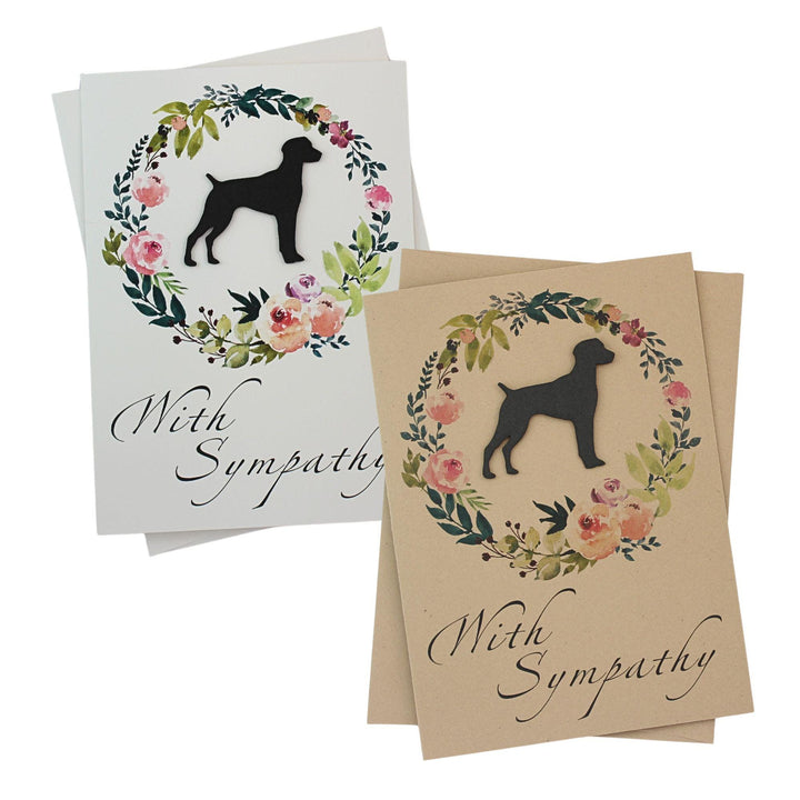 Black German Shorthaired Pointer Sympathy Card: Floral Wreath, Handmade Pet Condolences
