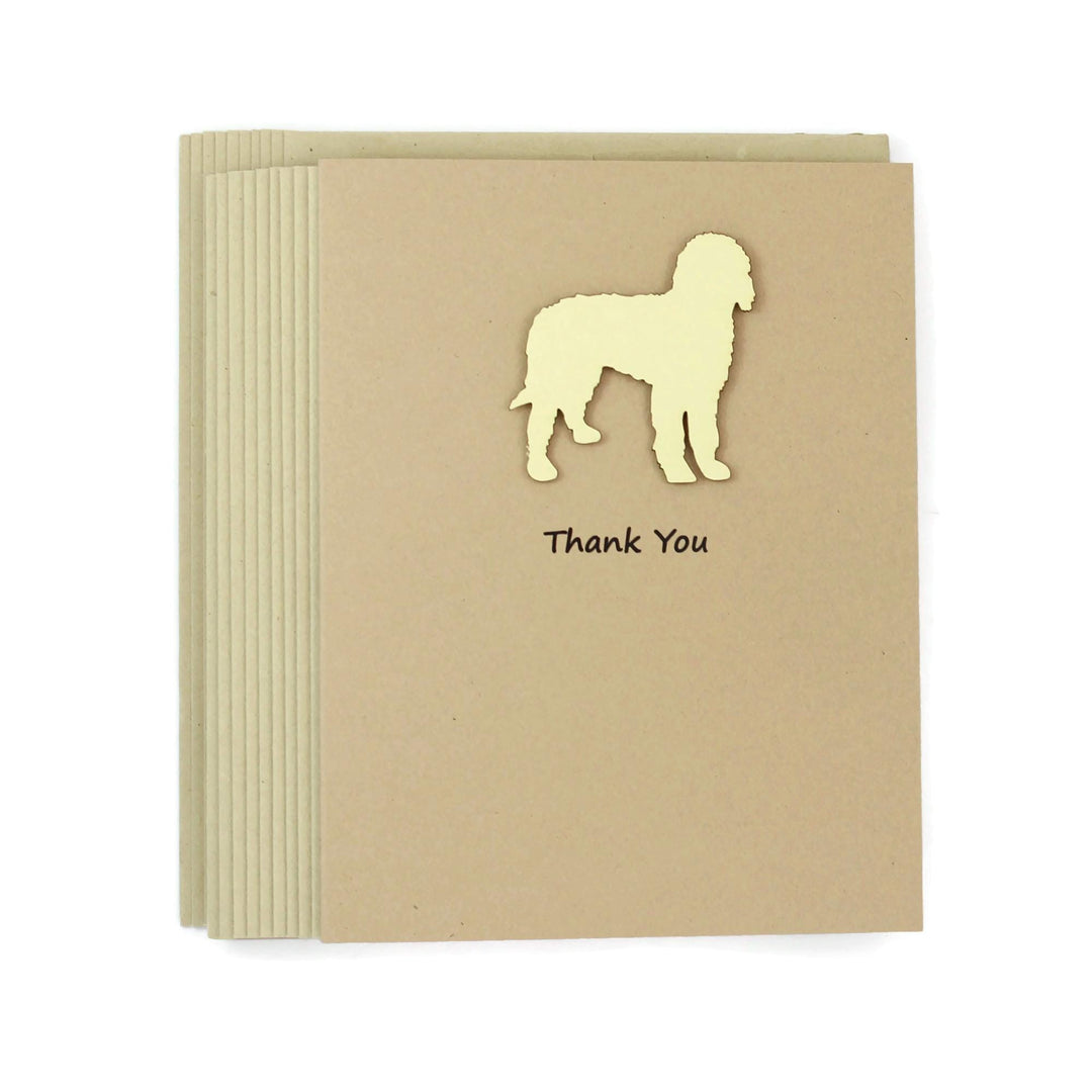 Doodle Thank You Greeting Cards: Kraft Notecards, Golden Dog Silhouette