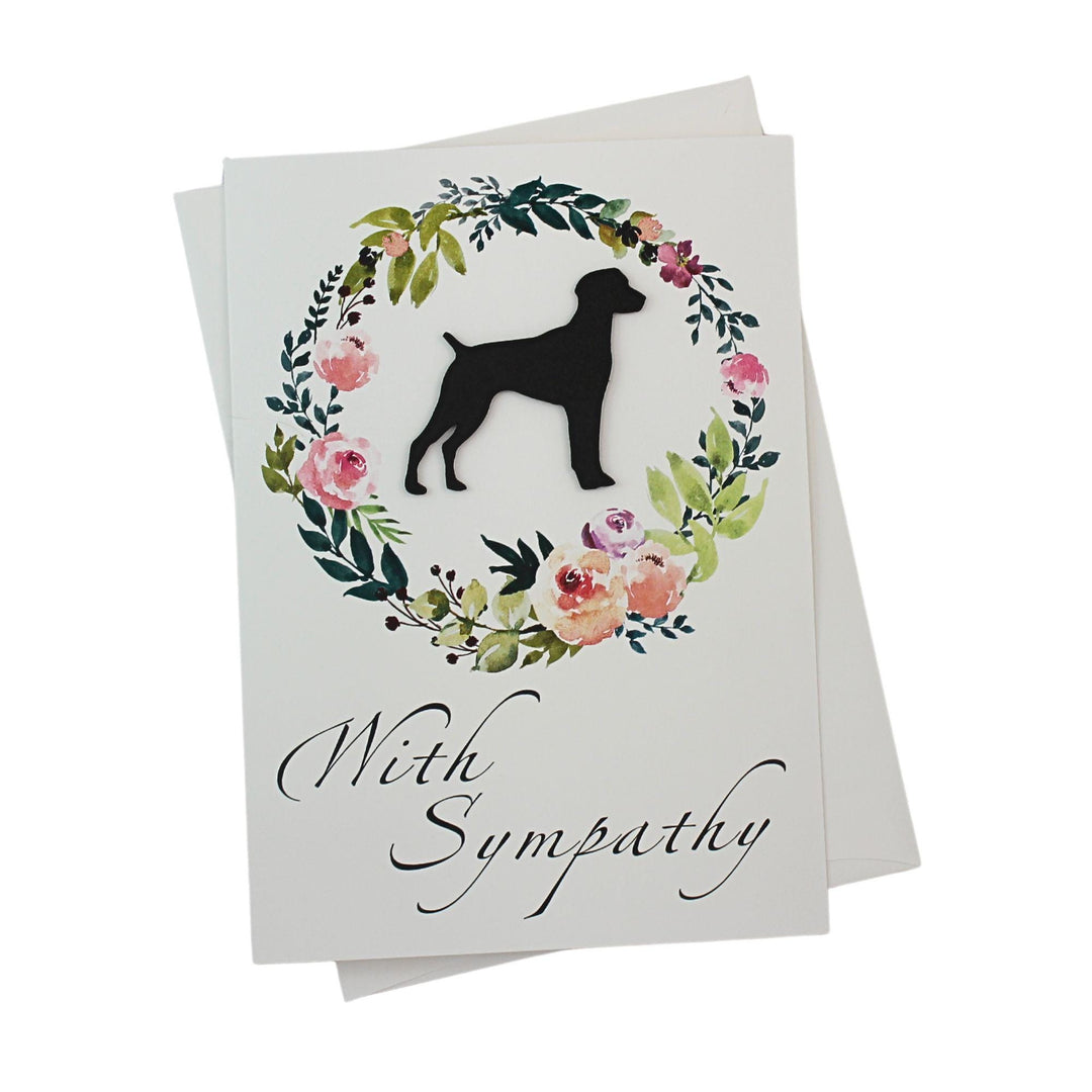 Black German Shorthaired Pointer Sympathy Card: Floral Wreath, Handmade Pet Condolences