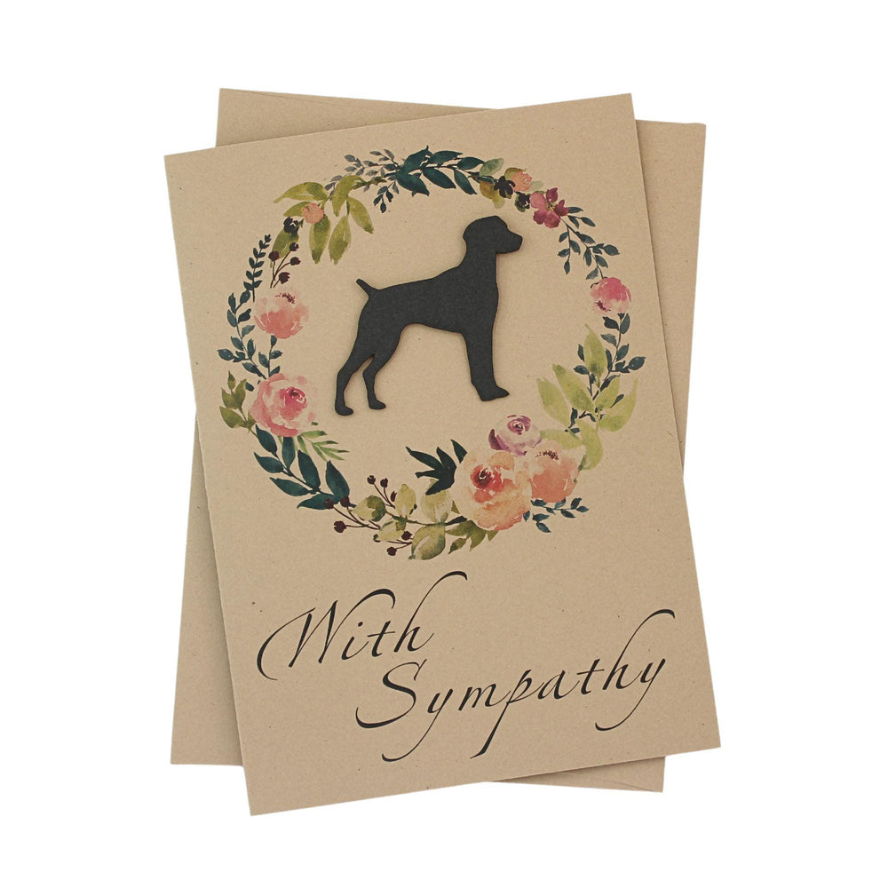 Black German Shorthaired Pointer Sympathy Card: Floral Wreath, Handmade Pet Condolences
