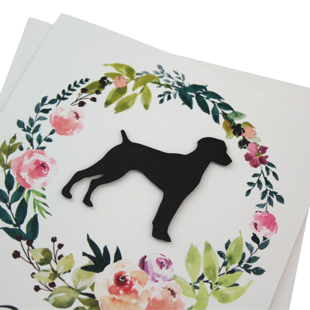 Black German Shorthaired Pointer Sympathy Card: Floral Wreath, Handmade Pet Condolences