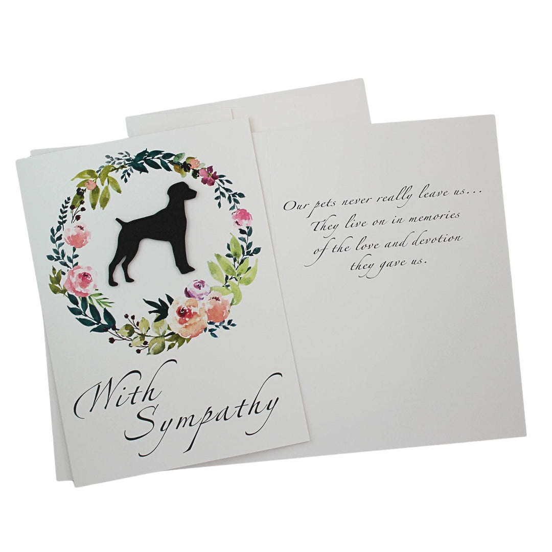 Black German Shorthaired Pointer Sympathy Card: Floral Wreath, Handmade Pet Condolences