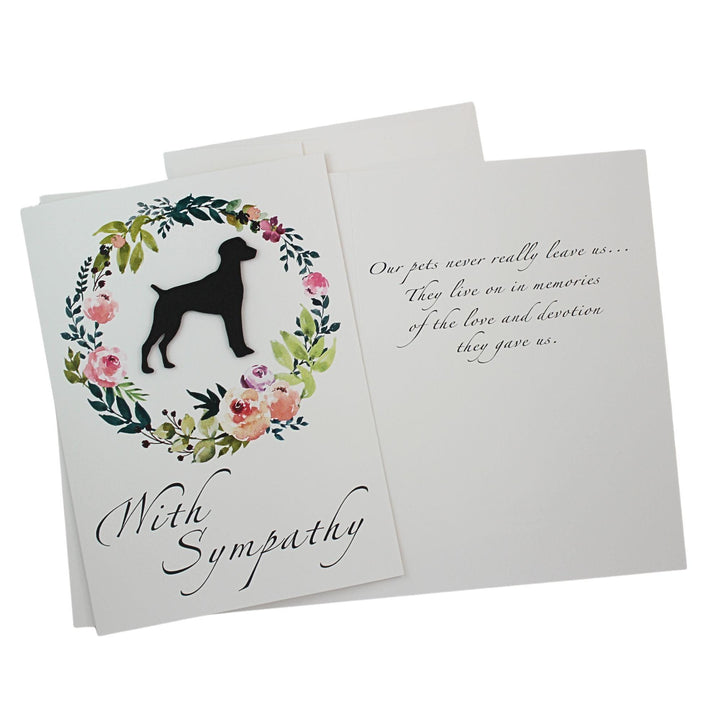 Black German Shorthaired Pointer Sympathy Card: Floral Wreath, Handmade Pet Condolences