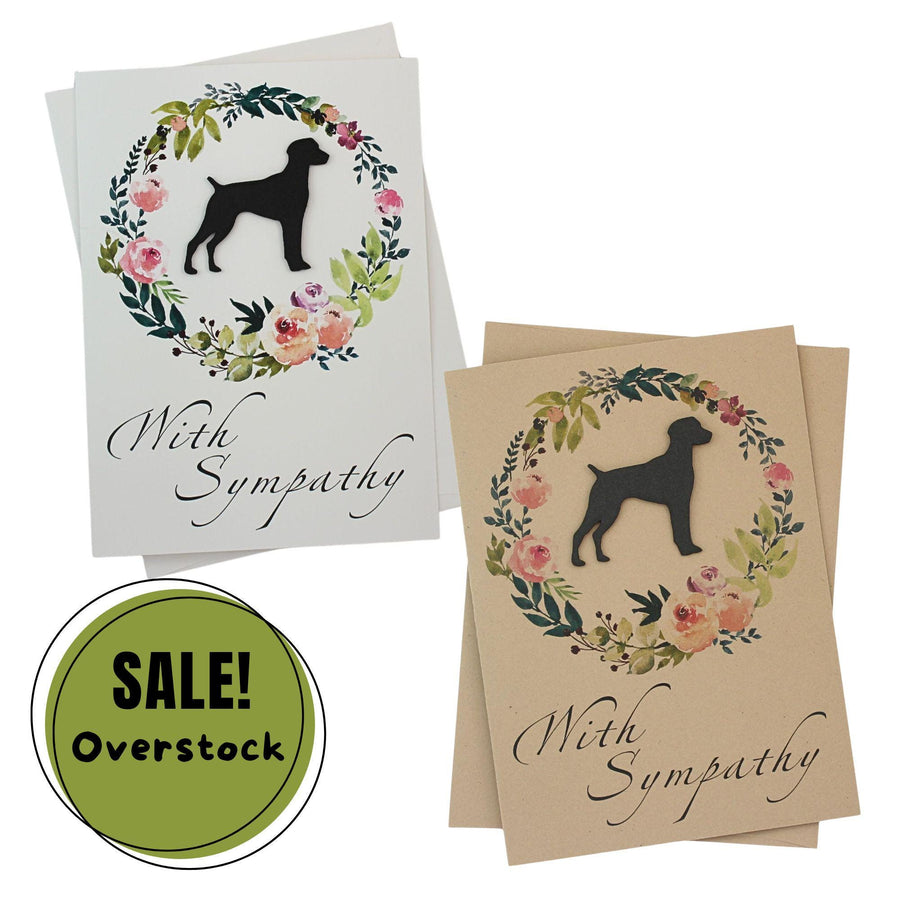 Black German Shorthaired Pointer Sympathy Card: Floral Wreath, Handmade Pet Condolences