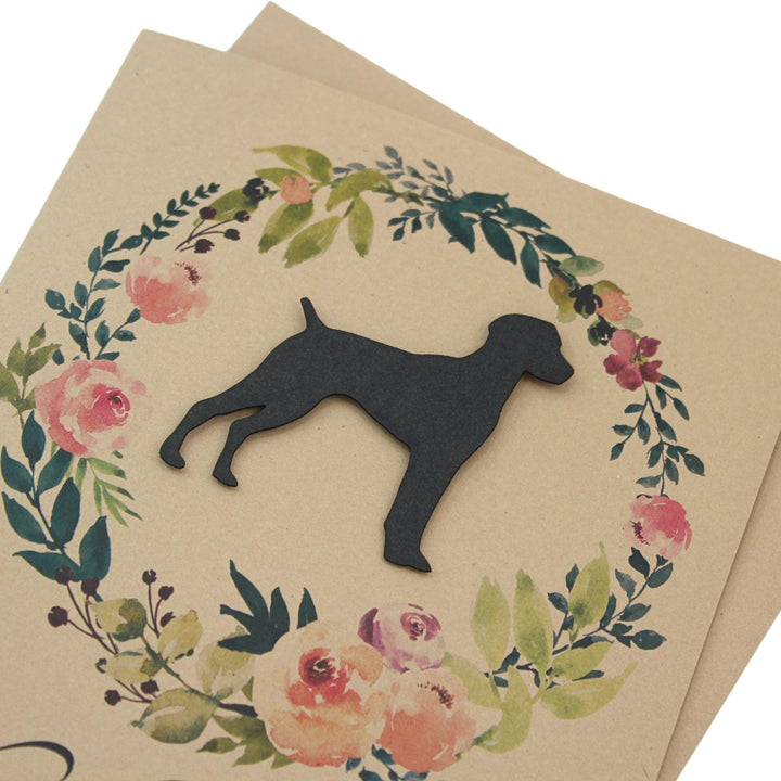 Black German Shorthaired Pointer Sympathy Card: Floral Wreath, Handmade Pet Condolences