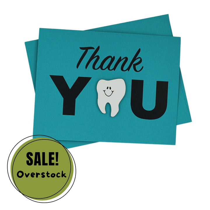 Handmade Tooth Thank You Card for Dentist or Hygienist Single Teal