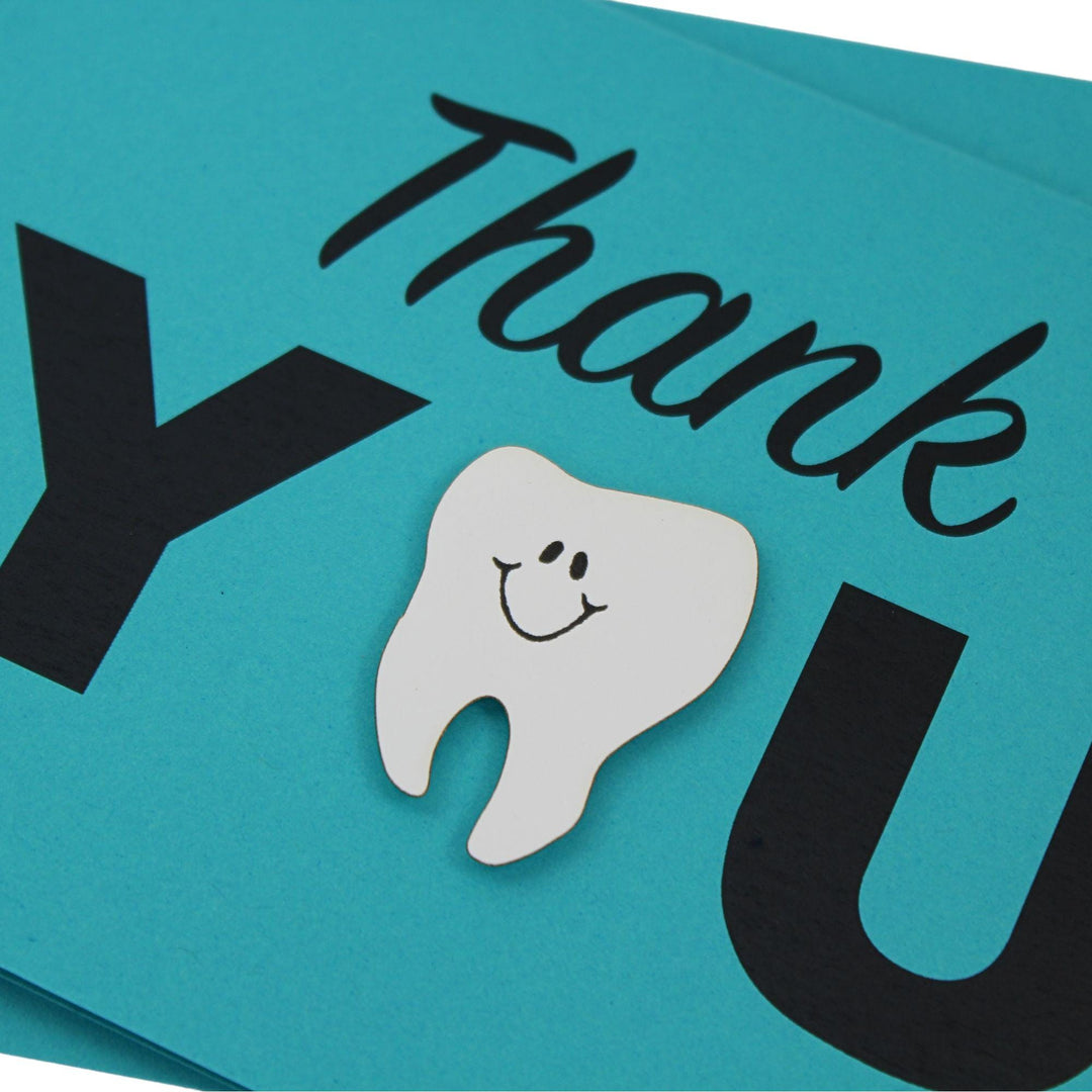 Handmade Tooth Thank You Card for Dentist or Hygienist Single Teal