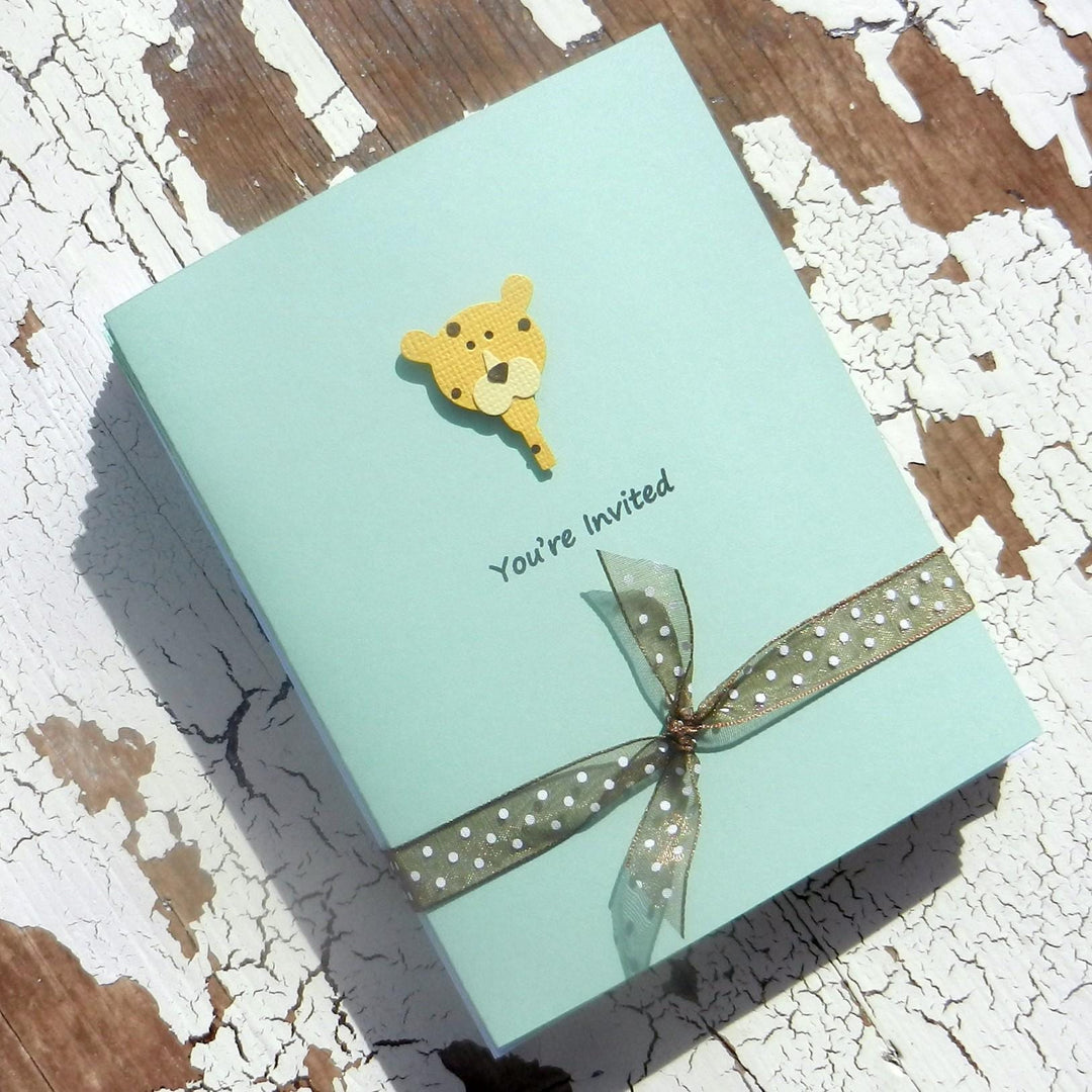 Baby Shower Invitations - Leopard - Handmade - 10 Pack