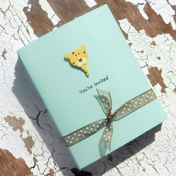 Baby Shower Invitations - Leopard - Handmade - 10 Pack