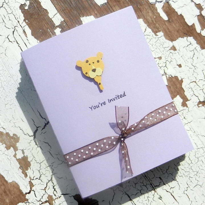 Baby Shower Invitations - Leopard - Handmade - 10 Pack