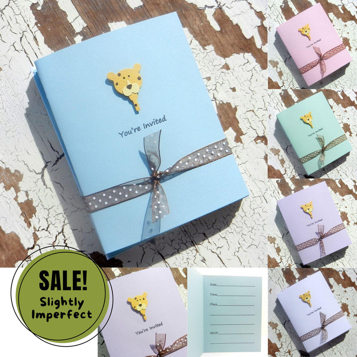 Baby Shower Invitations - Leopard - Handmade - 10 Pack