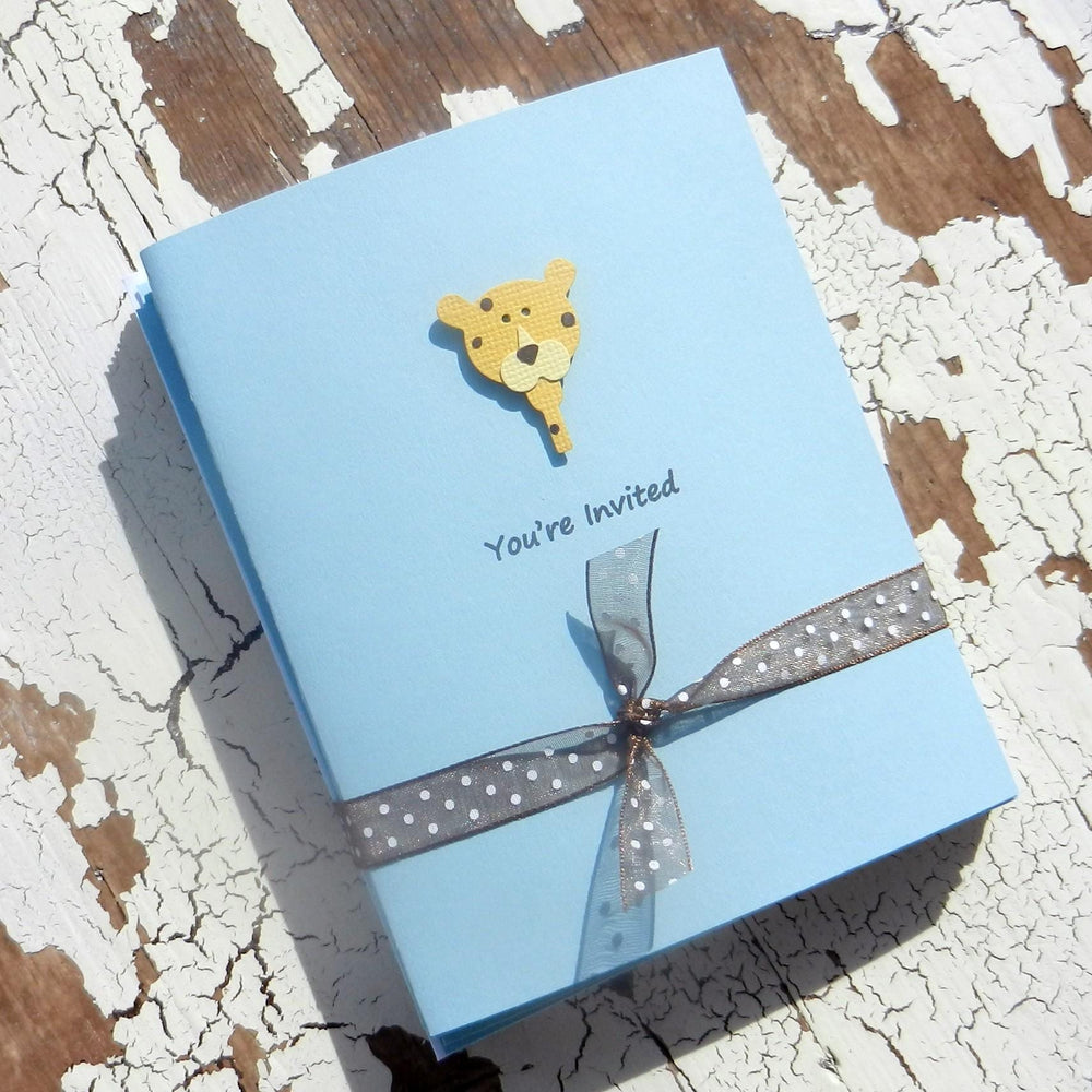 Baby Shower Invitations - Leopard - Handmade - 10 Pack