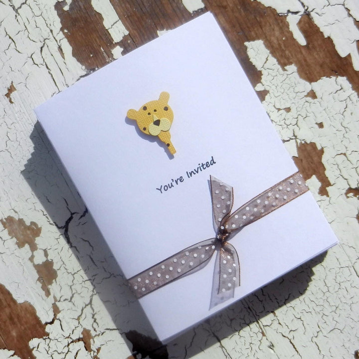Baby Shower Invitations - Leopard - Handmade - 10 Pack
