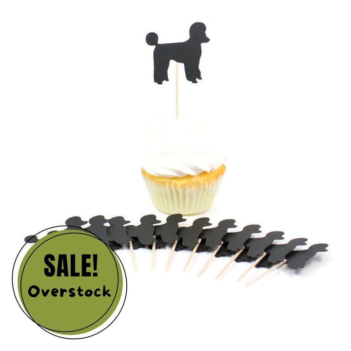 Poodle Cupcake Toppers: Black Dog Birthday Party Decor (Set of 12) Sporting Clip