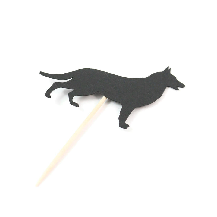 German Shepherd Dog Cupcake Toppers: Black Dog Birthday Party Decor (Set of 12)