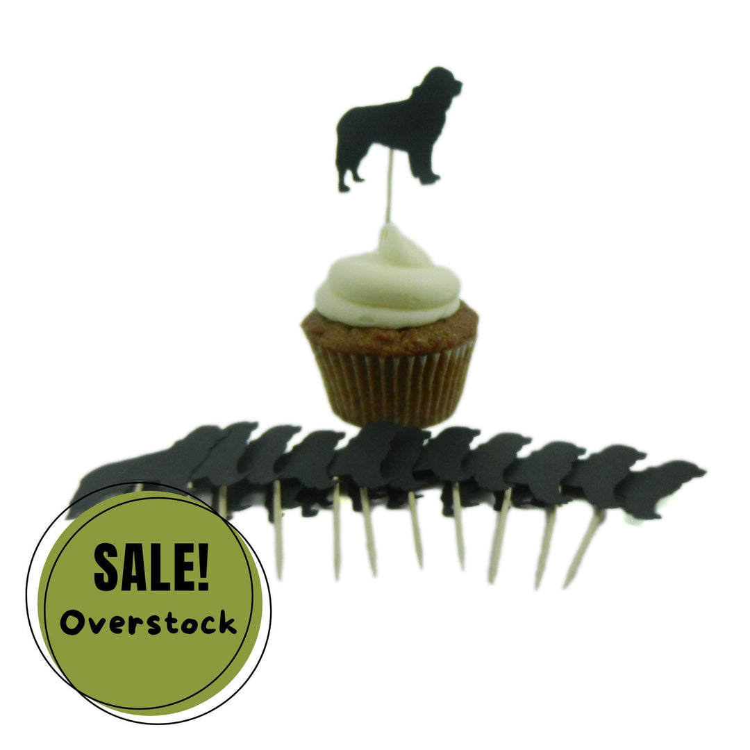 Newfoundland Dog Cupcake Toppers: Black Dog Birthday Party Decor (Set of 12)