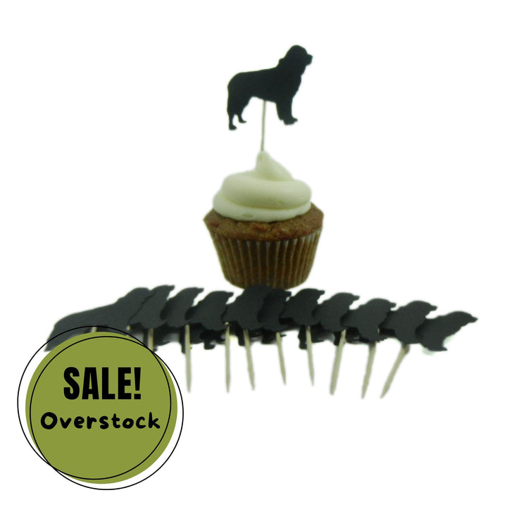 Newfoundland Dog Cupcake Toppers: Black Dog Birthday Party Decor (Set of 12)