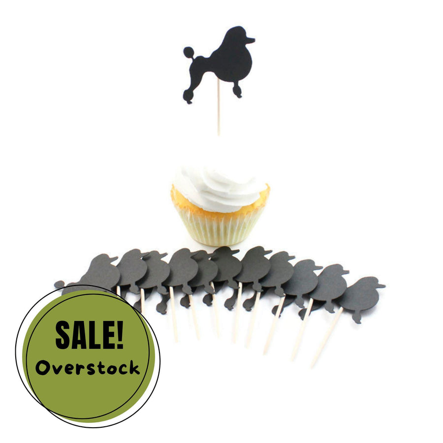 Poodle Cupcake Toppers: Black Dog Birthday Party Decor (Set of 12) Continental Clip