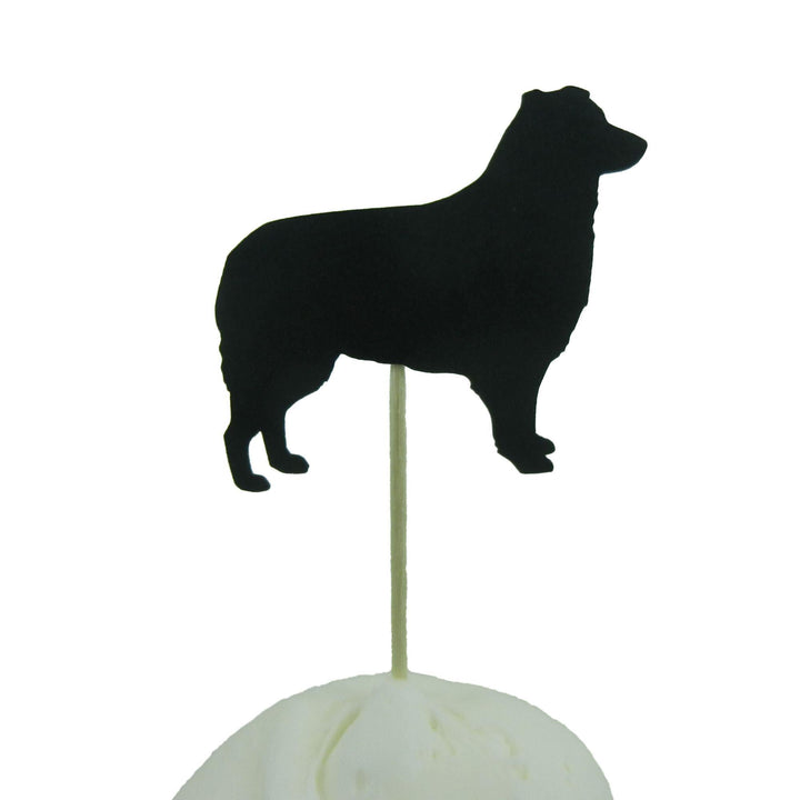 Border Collie Dog Cupcake Toppers: Black Dog Birthday Party Decor (Set of 12)