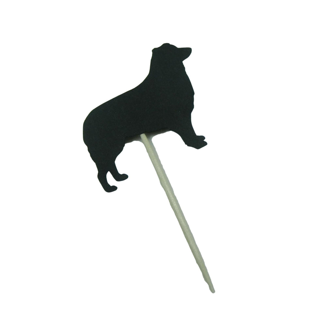Border Collie Dog Cupcake Toppers: Black Dog Birthday Party Decor (Set of 12)