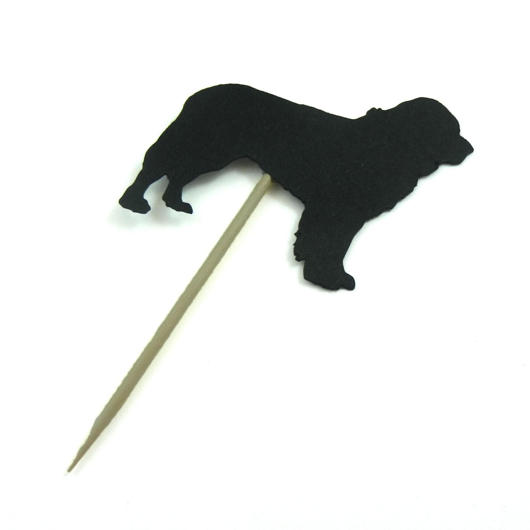 Newfoundland Dog Cupcake Toppers: Black Dog Birthday Party Decor (Set of 12)