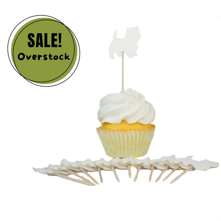West Highland White Terrier Dog Cupcake Toppers: White Dog Birthday Party Decor (Set of 12)
