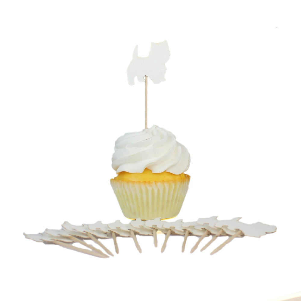 West Highland White Terrier Dog Cupcake Toppers: White Dog Birthday Party Decor (Set of 12)