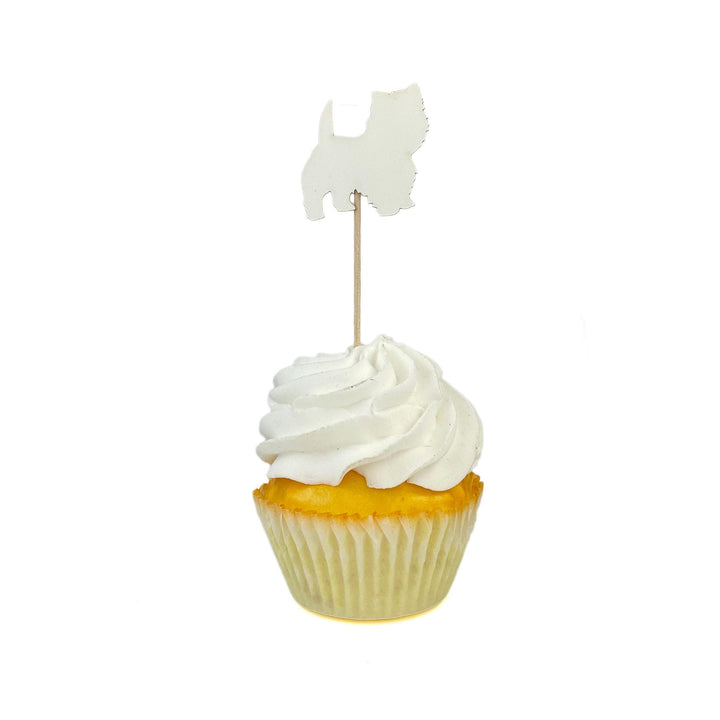 West Highland White Terrier Dog Cupcake Toppers: White Dog Birthday Party Decor (Set of 12)