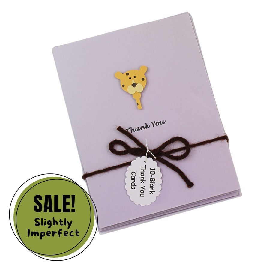 Leopard Thank You Cards - Purple - Baby Shower Handmade - 10 Pack