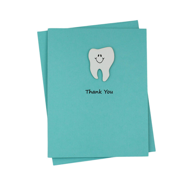 Handmade Tooth Thank You Cards Pack of 10 for Dentist or Hygienist Teal Blu Raspberry