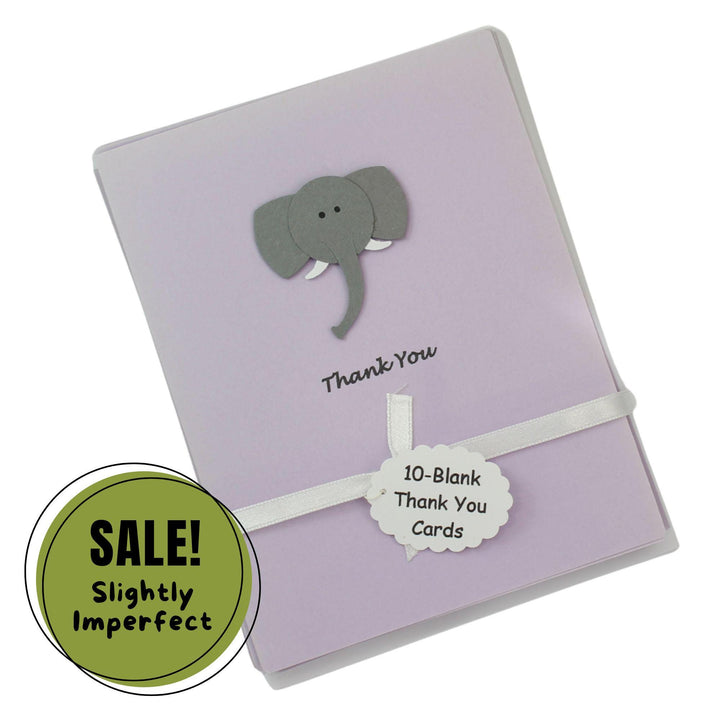 Elephant Thank You Cards - Purple - Baby Shower Handmade - 10 Pack