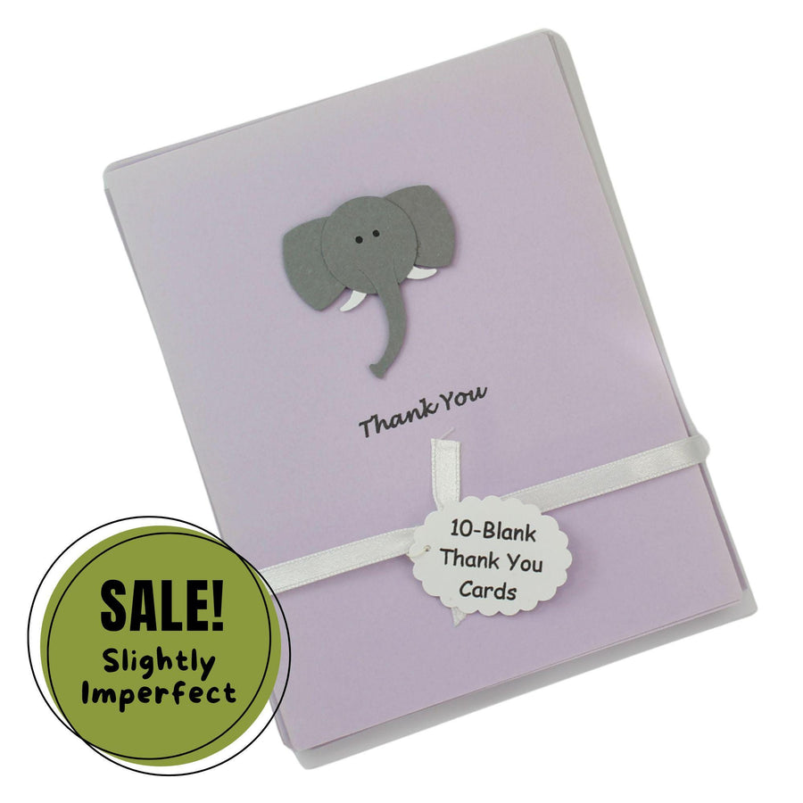 Elephant Thank You Cards - Purple - Baby Shower Handmade - 10 Pack