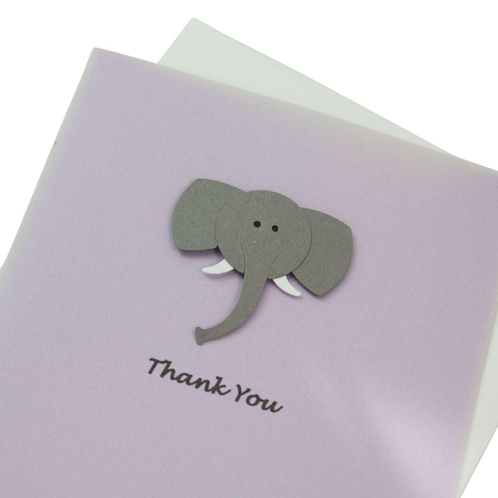 Elephant Thank You Cards - Purple - Baby Shower Handmade - 10 Pack